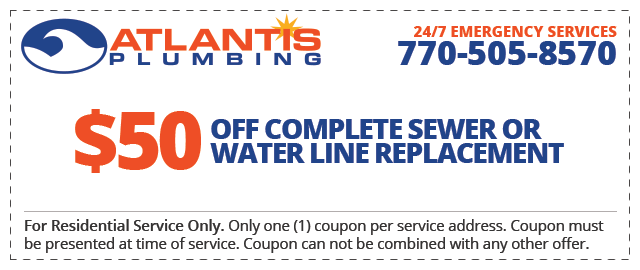 Sewer or Water Line Replacement Coupon.