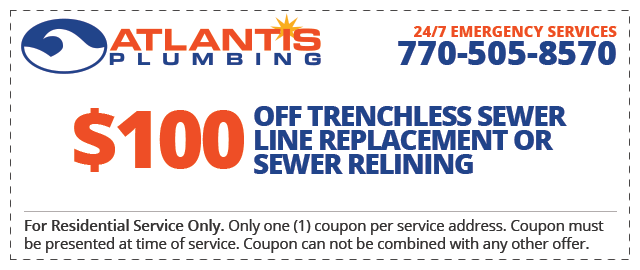 Trenchless Sewer Line Replacement or Sewer Relining Coupon.