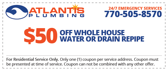 Whole House Water or Drain Repipe Coupon.