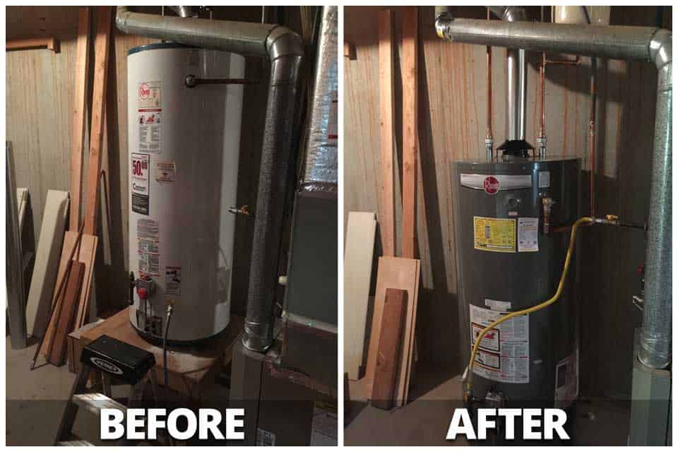 Emergency water heater replacement (Before and After) in Atlanta GA